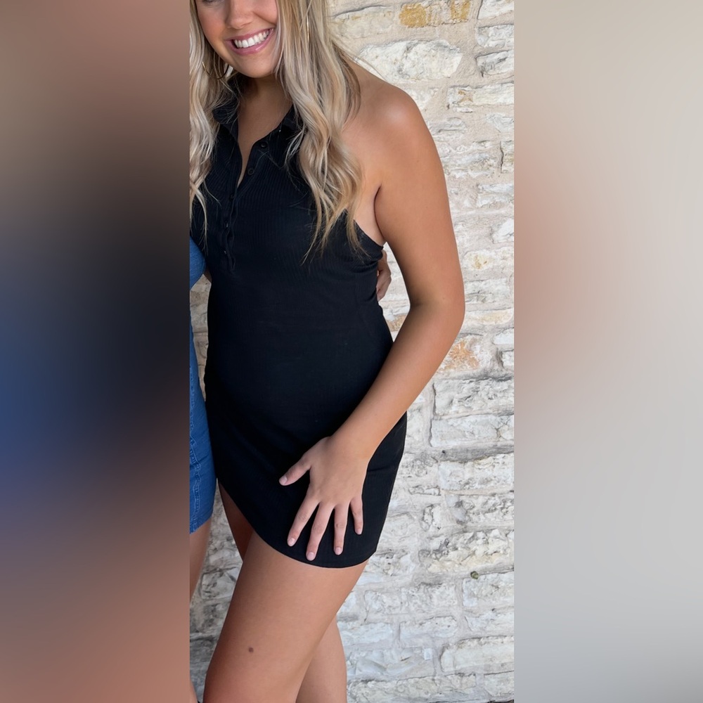 Princess Polly Black Ribbed Dress